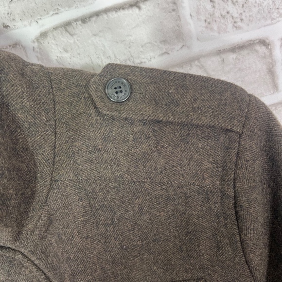 NWOT |•DOCKERS•| Brown Herringbone Military Style Wool Blend Winter Coat Size XL - Picture 6 of 16